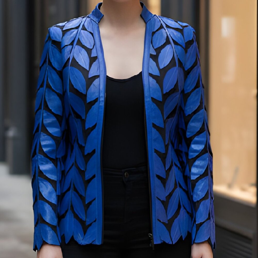 Top for Women Clothing Blouse Shirt Sheer Jacket Leather Outfit Handmade Leaf